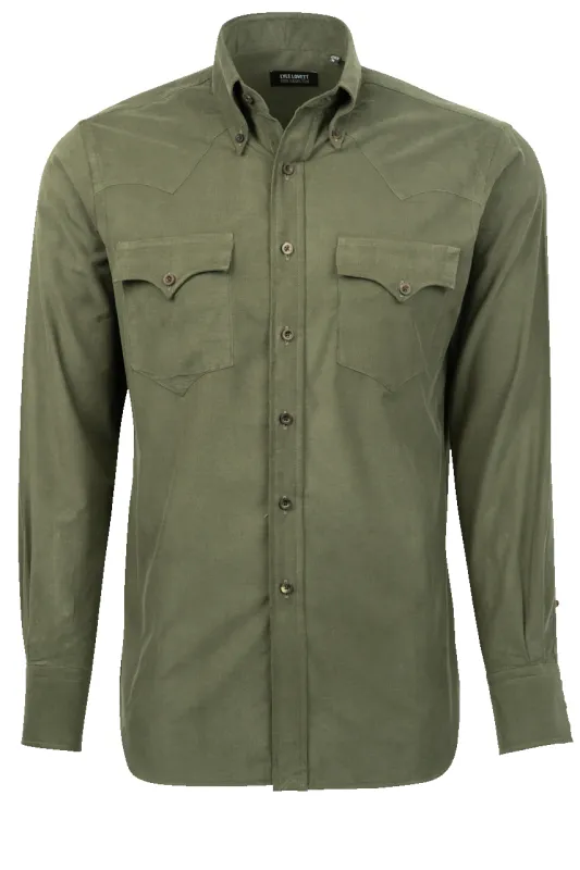 Lyle Lovett for Hamilton Button-Front Shirt - Green Corduroy made by Hamilton