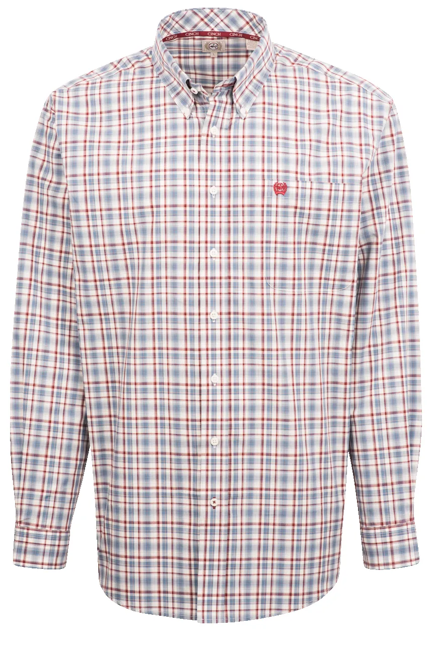Cinch Plaid Button-Front Shirt - Red & Blue sold by Pinto Ranch