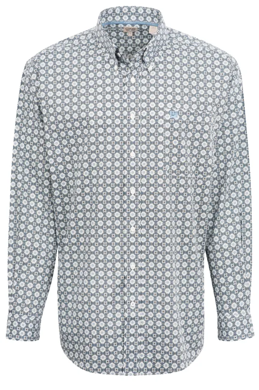 Cinch Foulard Print Button-Front Shirt - Blue made by Cinch