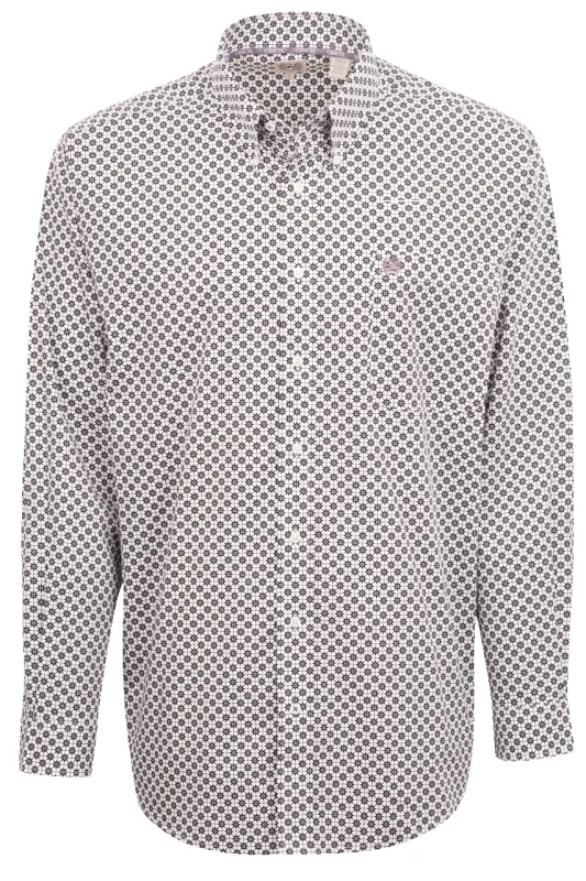 Cinch Rowl Print Button-Front Shirt - White made by Cinch
