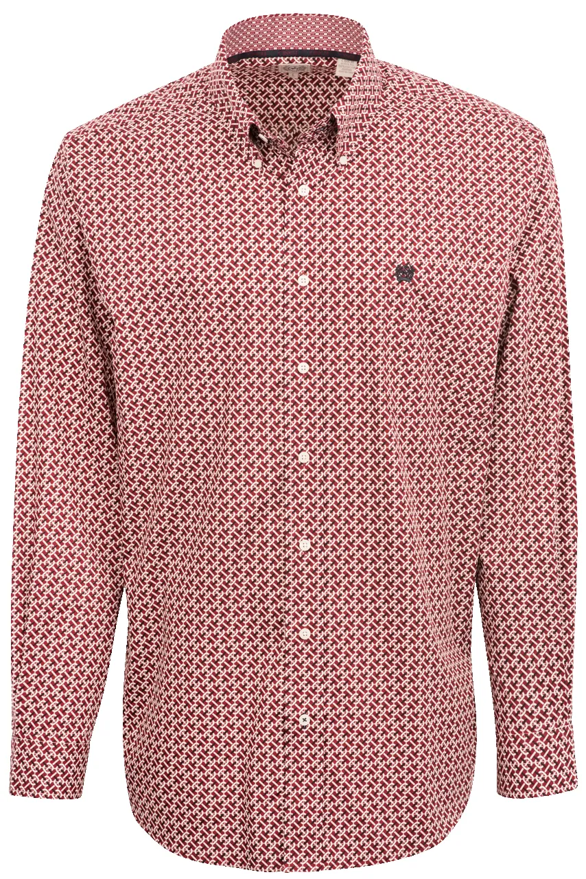Cinch Linked Print Button-Front Shirt - Red sold by Pinto Ranch