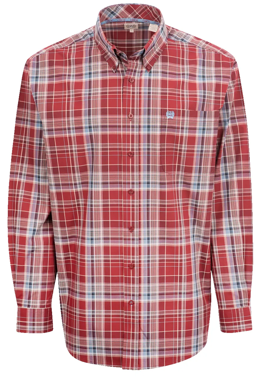 Cinch Plaid Button-Front Shirt - Red sold by Pinto Ranch