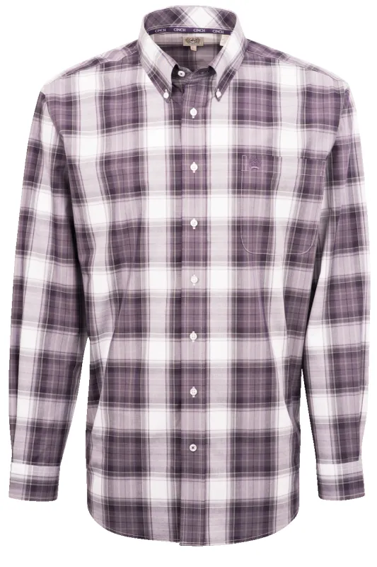 Cinch Plaid Button-Front Shirt - Purple sold by Pinto Ranch