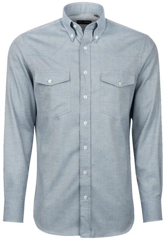 Pinto Ranch YY Collection Herringbone Twill Button-Front Shirt - Blue made by Pinto Ranch
