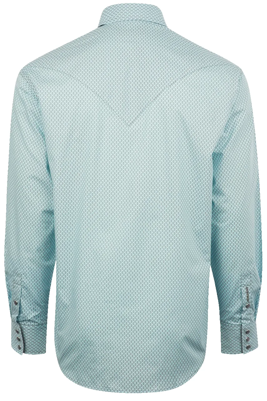 Stetson Men's Diamond Print Pearl Snap Shirt - Blue Silver sold by Pinto Ranch product image thumbnail 2