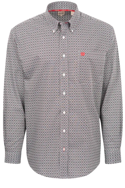Cinch Foulard Print Button-Front Shirt - Blue made by Cinch