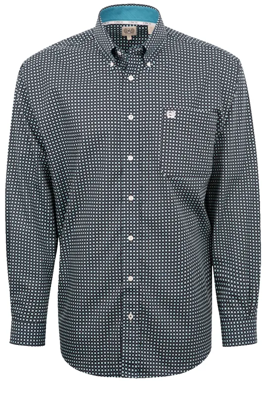 Cinch Mini Block Print Button-Front Shirt - Navy sold by Pinto Ranch