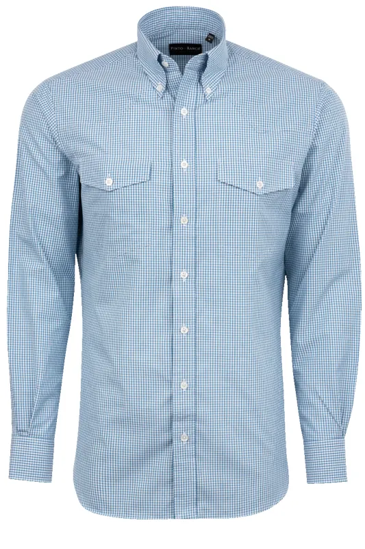 Pinto Ranch YY Collection Checked Poplin Button-Front Shirt - Blue made by Pinto Ranch