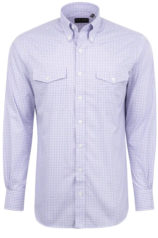 Pinto Ranch YY Collection Checked Poplin Button-Front Shirt - Purple made by Pinto Ranch