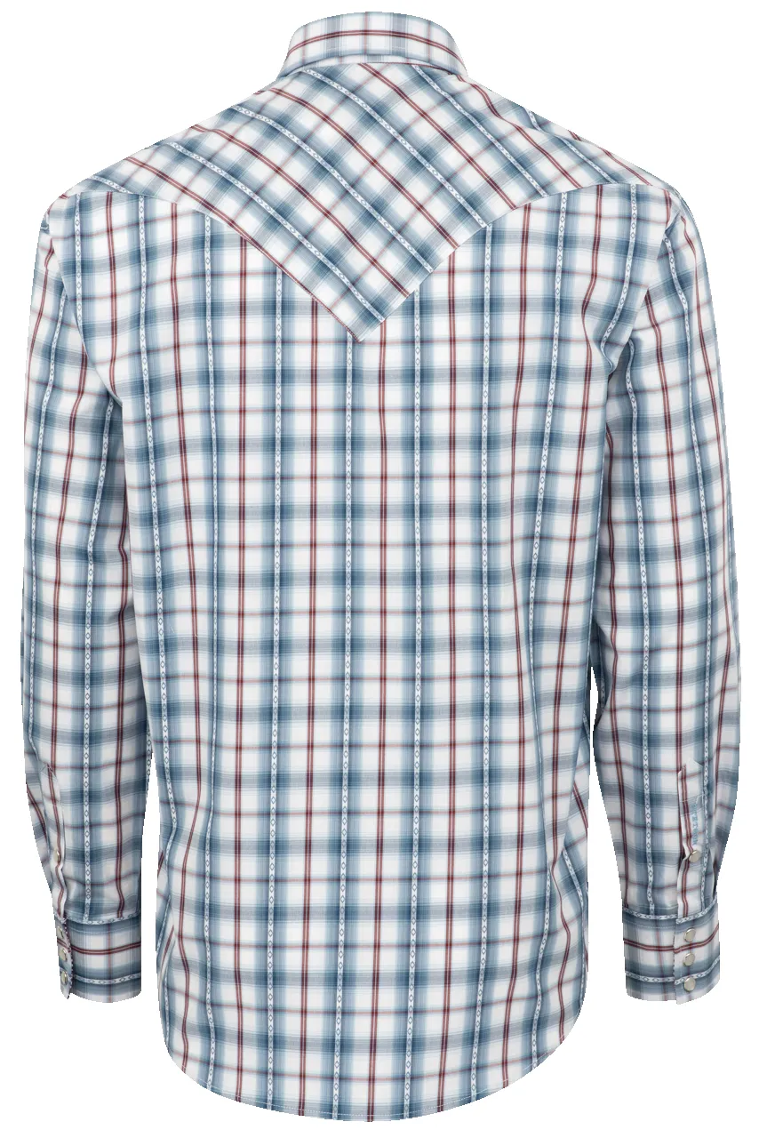Stetson Men's Diamond Plaid Pearl Snap Shirt - Blue sold by Pinto Ranch product image thumbnail 2