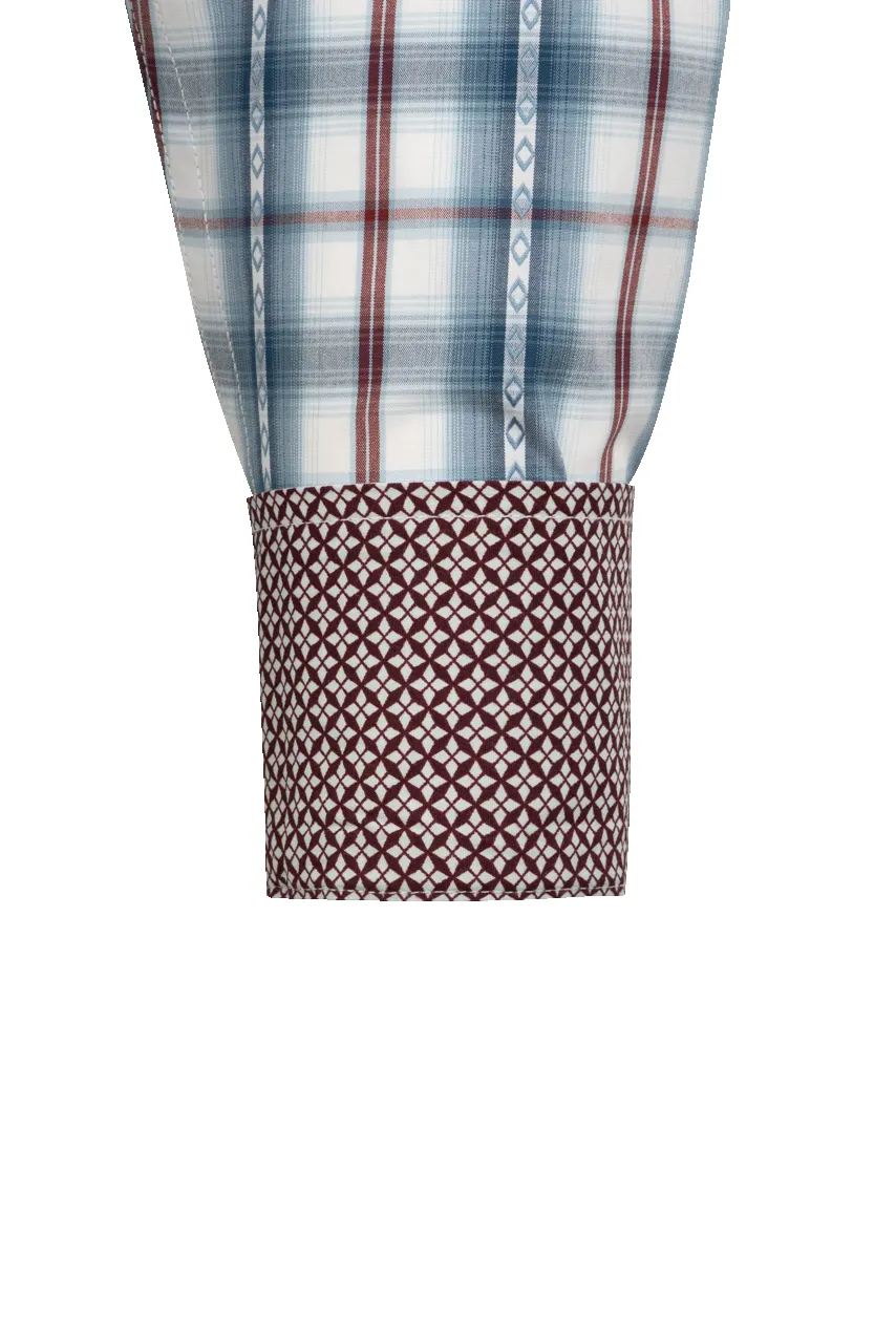 Stetson Men's Diamond Plaid Pearl Snap Shirt - Blue sold by Pinto Ranch product image thumbnail 3