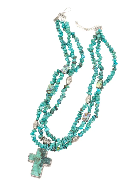 Paige Wallace Turquoise Cross Necklace sold by Pinto Ranch