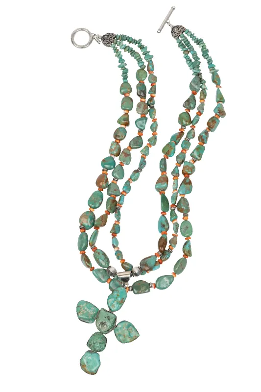 Paige Wallace Turquoise Nugget Cross Necklace made by Pinto Ranch