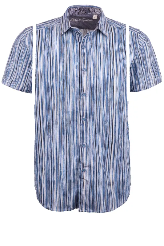 Robert Graham Navy Flashback Button-Front Shirt made by Robert Graham