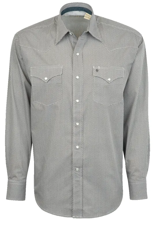 Stetson Men's Geometric Print Pearl Snap Shirt - Gray sold by Pinto Ranch