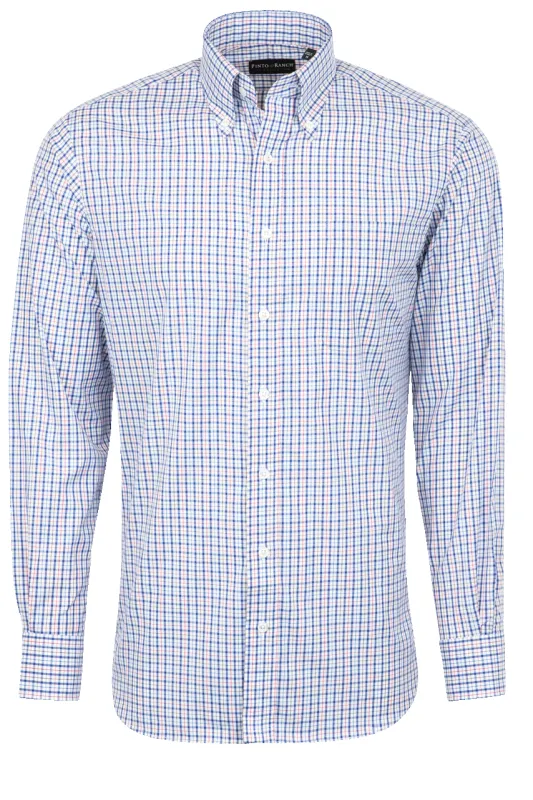 Pinto Ranch YY Collection Button-Front Sport Shirt - Blue Check made by Pinto Ranch