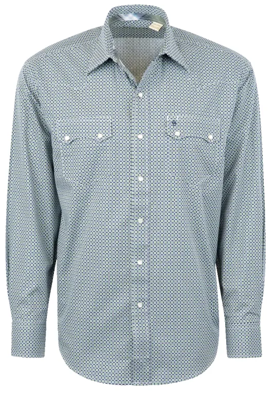 Stetson Men's Diamond Foulard Print Pearl Snap Shirt - Green sold by Pinto Ranch