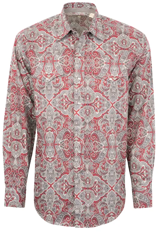 Stetson Men's Paisley Print Pearl Snap Shirt - Wine sold by Pinto Ranch