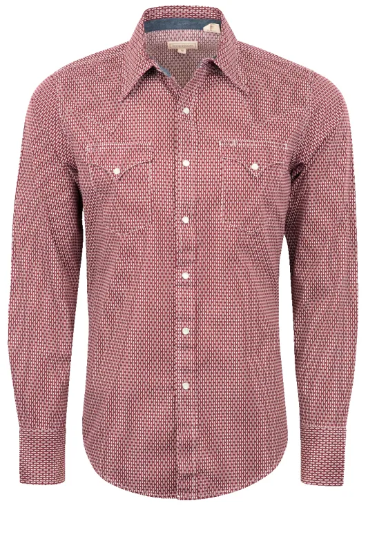 Stetson Men's Original Rugged Diamond Print Pearl Snap Shirt - Red made by Pinto Ranch