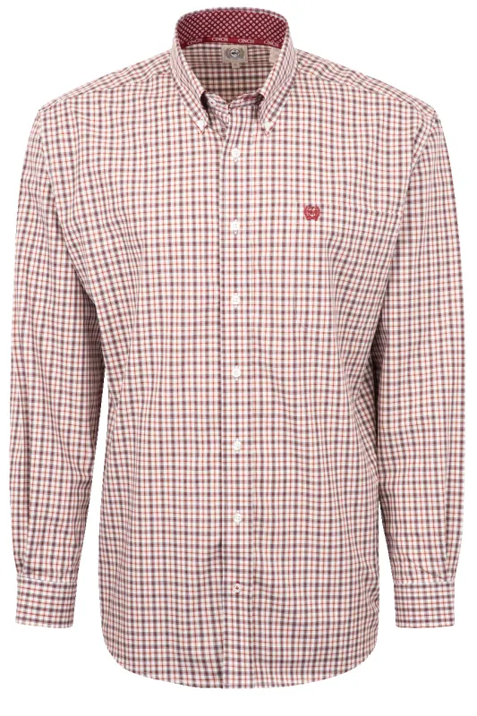 Cinch Check Woven Button-Front Shirt - Red made by Cinch