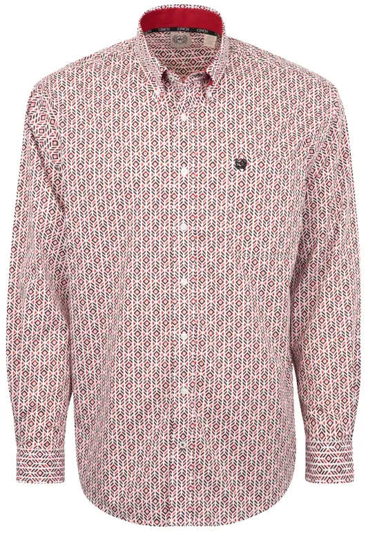 Cinch Ikat Print Button-Front Shirt - Red sold by Pinto Ranch