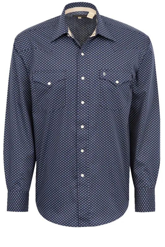 Stetson Men's Polar Geometric Print Pearl Snap Shirt - Navy sold by Pinto Ranch