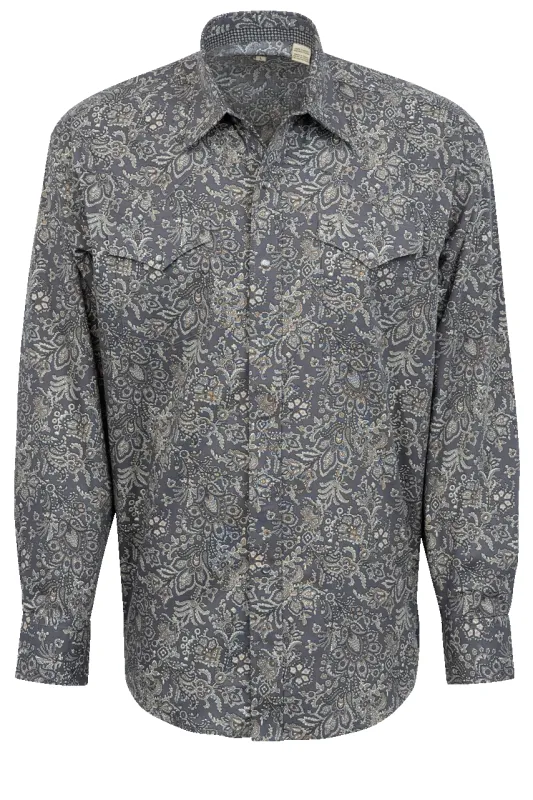 Stetson Men's Paisley Print Pearl Snap Shirt - Silver made by Stetson
