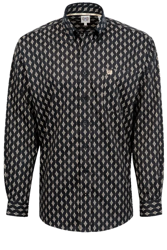 Cinch Diamond Stripe Button-Front Shirt - Black made by Cinch