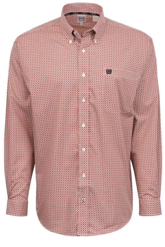Cinch Block Dotted Button-Front Shirt - Burgundy sold by Pinto Ranch