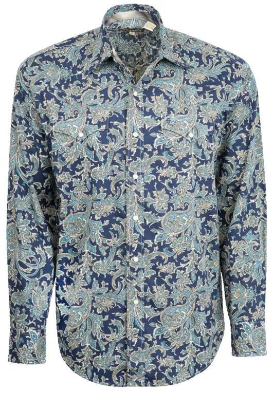 Stetson Men's Paisley Pearl Snap Shirt - Blue Marine sold by Pinto Ranch