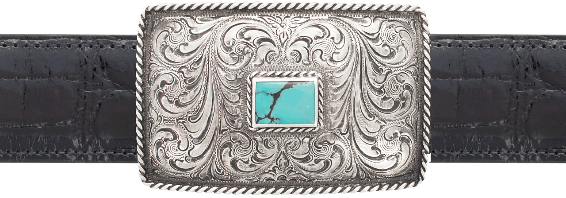 Silver King Roped Turquoise 1 1/2" Trophy Buckle made by Pinto Ranch