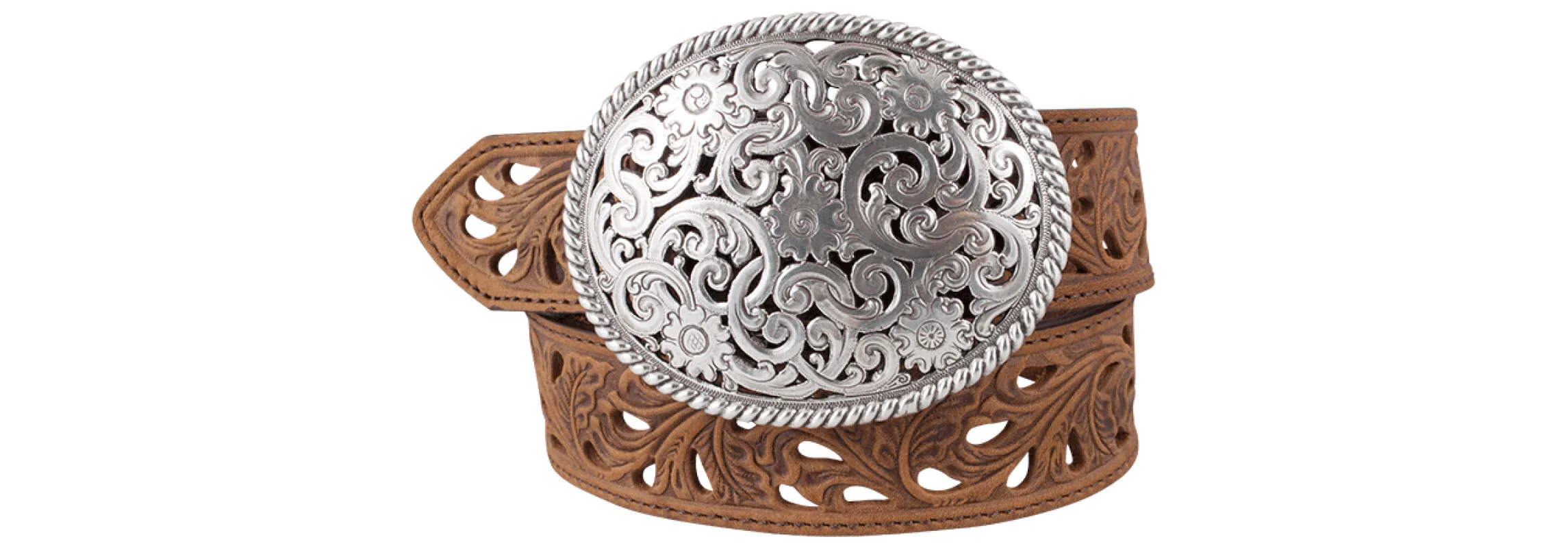 Tony Lama Oval Trophy Buckle Belt - Brown made by Tony Lama