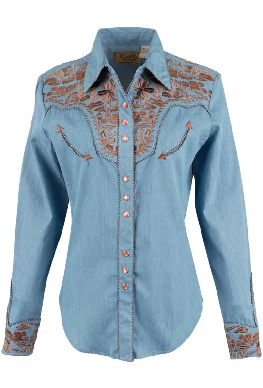 Scully Blue Gunfighter Western Snap Shirt made by Scully