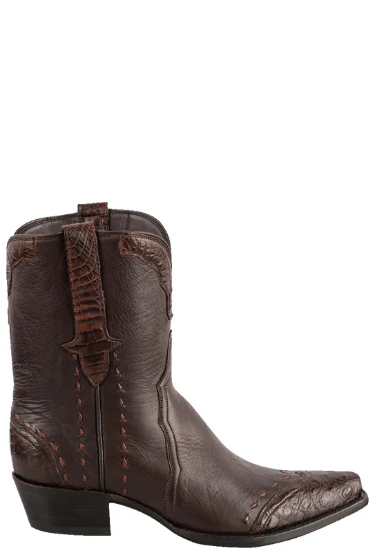 Stallion Women's Caiman & Italian Calf Boots - Chocolate made by Pinto Ranch