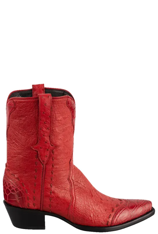 Stallion Women's Smooth Ostrich & Alligator Boots - Red made by Pinto Ranch