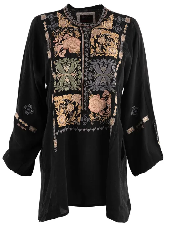 Johnny Was Biya Black Mrunal Embroidered Tunic made by Johnny Was