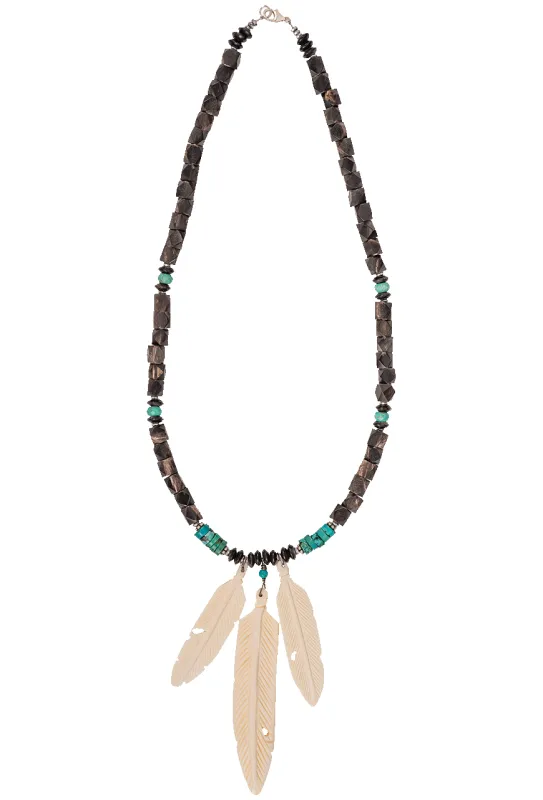 Breathe Deep Feather Horn Necklace sold by Pinto Ranch