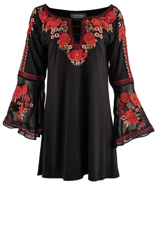 Vintage Collection Black Holly Floral Embroidered Tunic made by Pinto Ranch