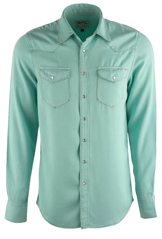 H Bar C Ranchwear Brooklyn Tencel Long Sleeve Pearl Snap Shirt - Turquoise made by Pinto Ranch