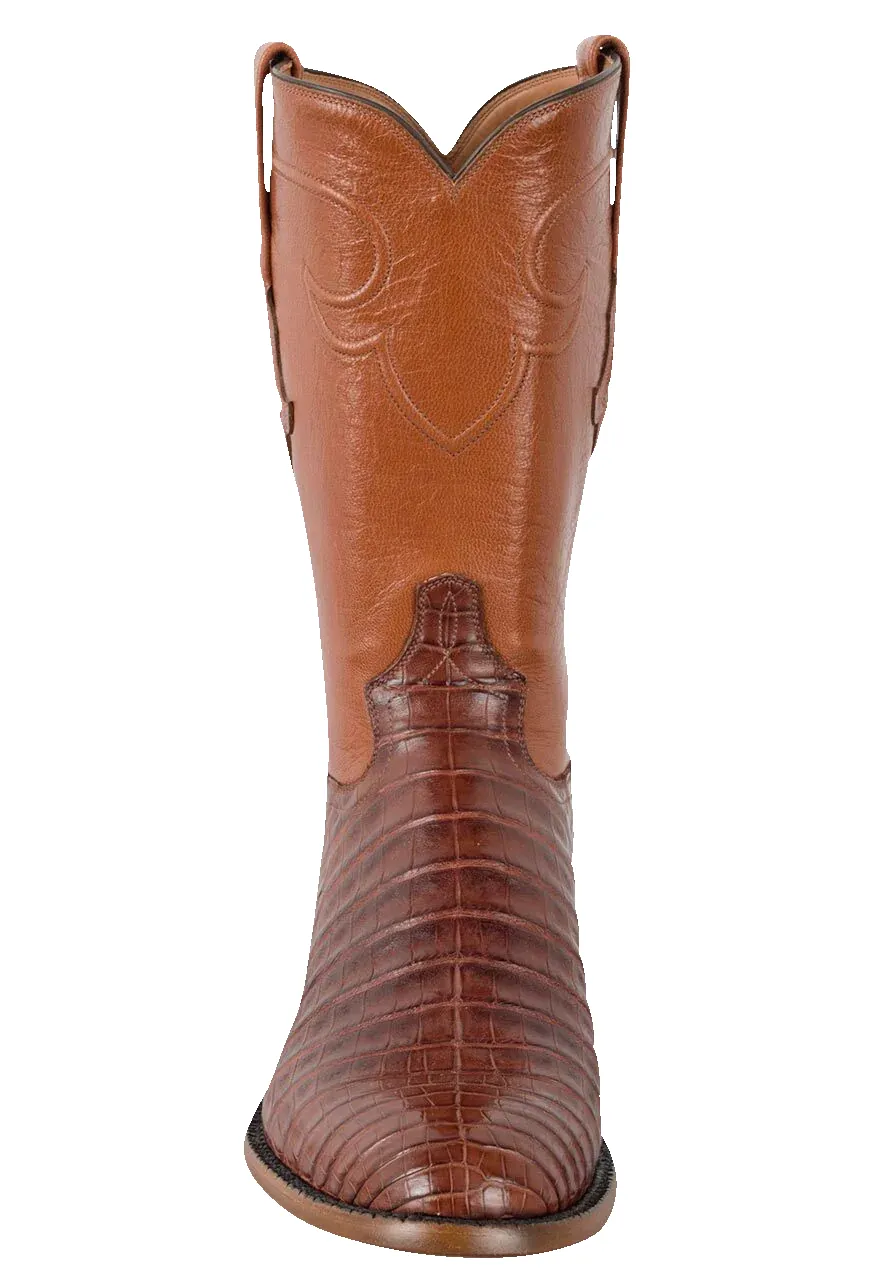 Tony Lama Men's Signature Series Caiman Belly Roper Boots - Cognac sold by Pinto Ranch product image thumbnail 2