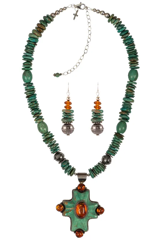 Sweet Tea Jewelry Turquoise & Amber Set made by Pinto Ranch