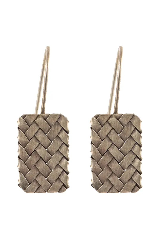 Breathe Deep Silver Basket Weave Earrings made by Pinto Ranch