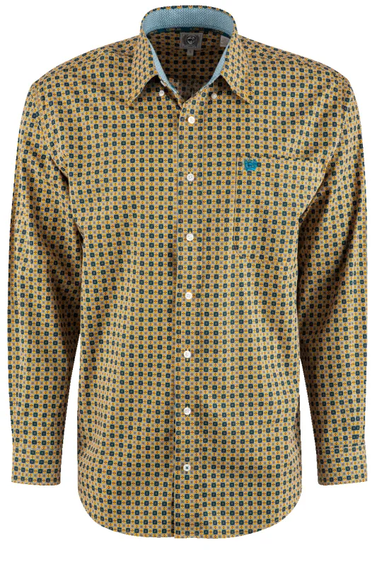 Cinch Print Long Sleeve Button-Front Shirt - Gold sold by Pinto Ranch