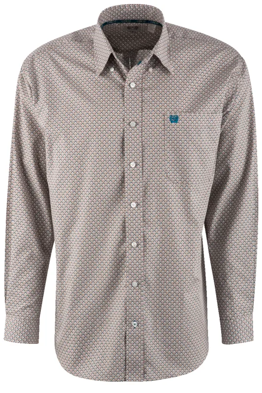 Cinch Circular Long Sleeve Button-Front Shirt - Khaki sold by Pinto Ranch