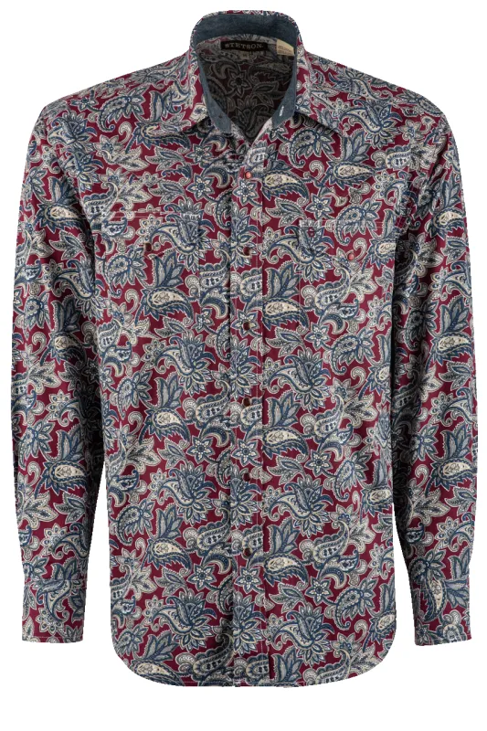 Stetson Paisley Printed Long Sleeve Pearl Snap Shirt made by Pinto Ranch