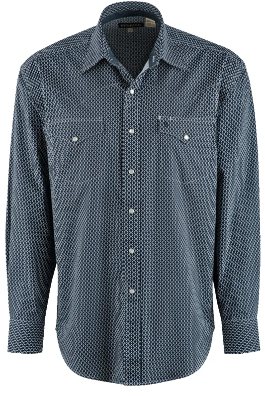 Stetson Diamond Long Sleeve Pearl Snap Shirt - Blue made by Stetson