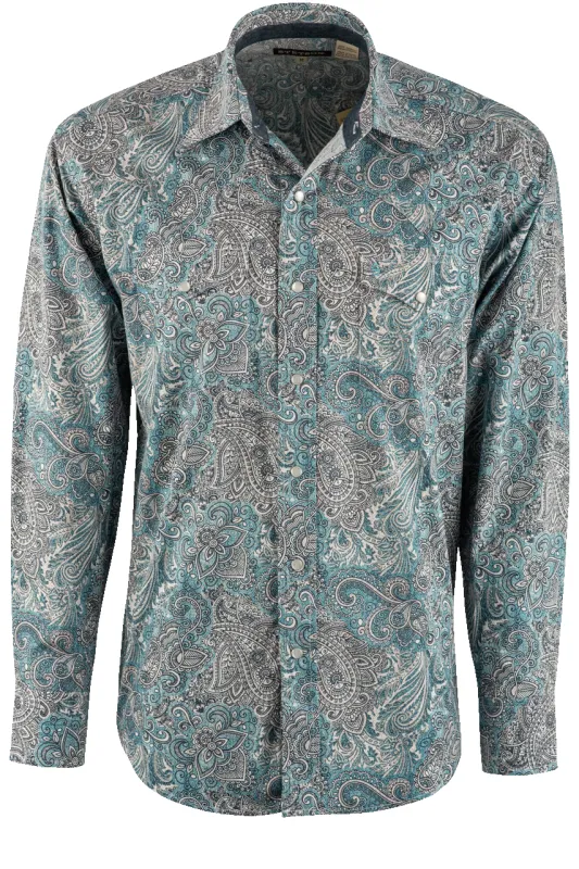 Stetson Paisley Long Sleeve Pearl Snap Shirt - Green sold by Pinto Ranch