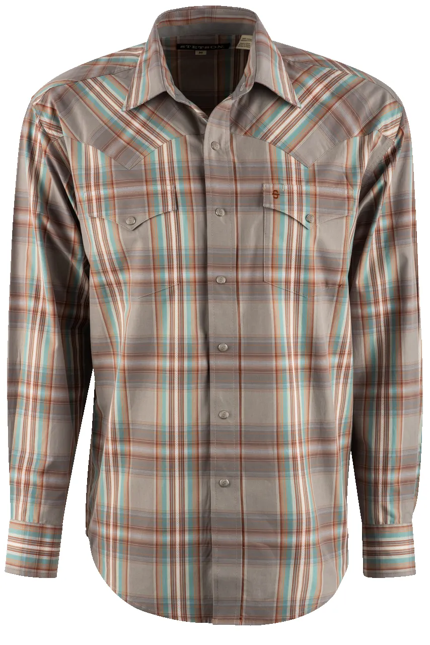 Stetson Men's Snap Front Shirt - Desert Brown sold by Pinto Ranch