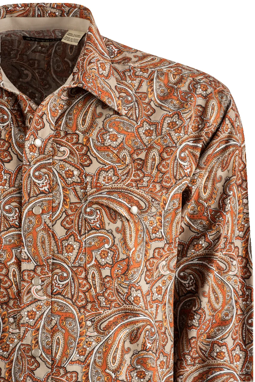 Stetson Paisley Long Sleeve Pearl Snap Shirt - Orange sold by Pinto Ranch product image thumbnail 3