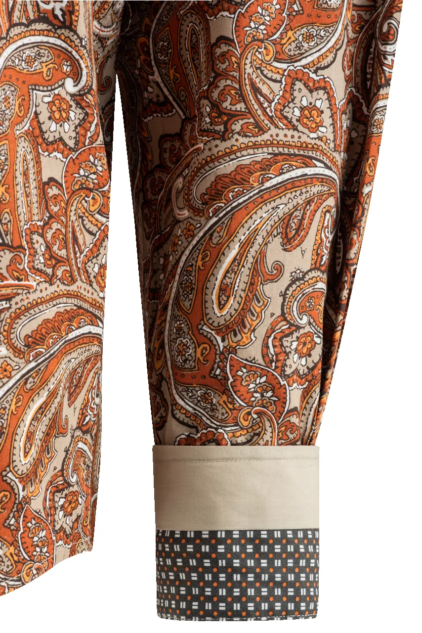 Stetson Paisley Long Sleeve Pearl Snap Shirt - Orange sold by Pinto Ranch product image thumbnail 4